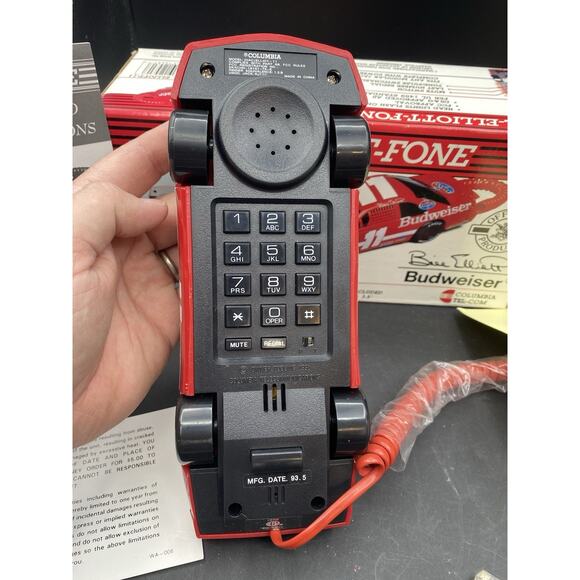 Vintage NASCAR Bill Elliott #11 Budweiser Corded Telephone Columbia Tel-Com - Picture 8 of 14